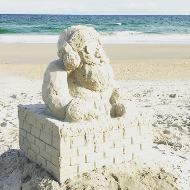 Sand sculpture, Santa Claus, Chimney on the beach